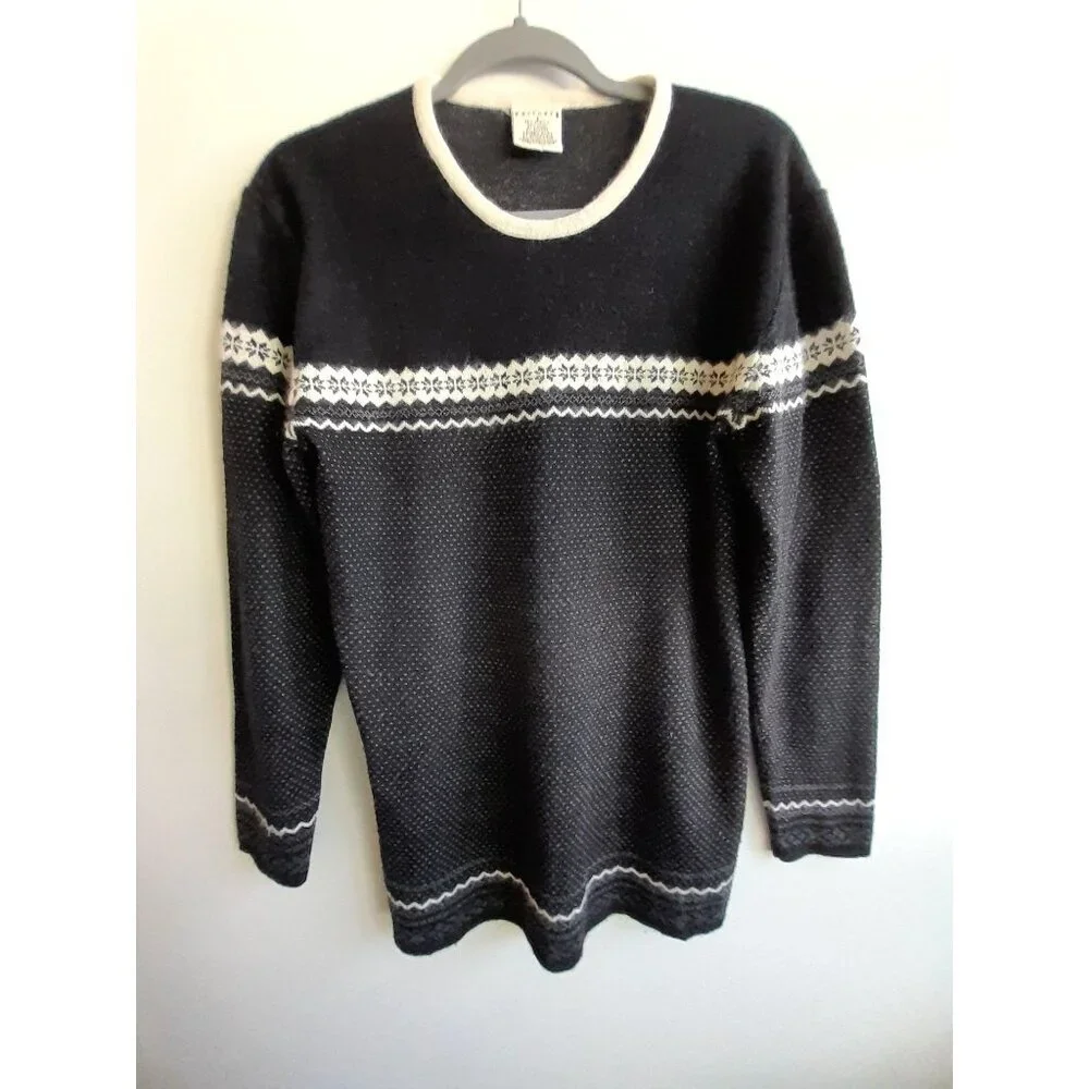 Vtg Womens Small Fair Isle Nordic Snowflake Holiday Wool Angora Soft  Sweater